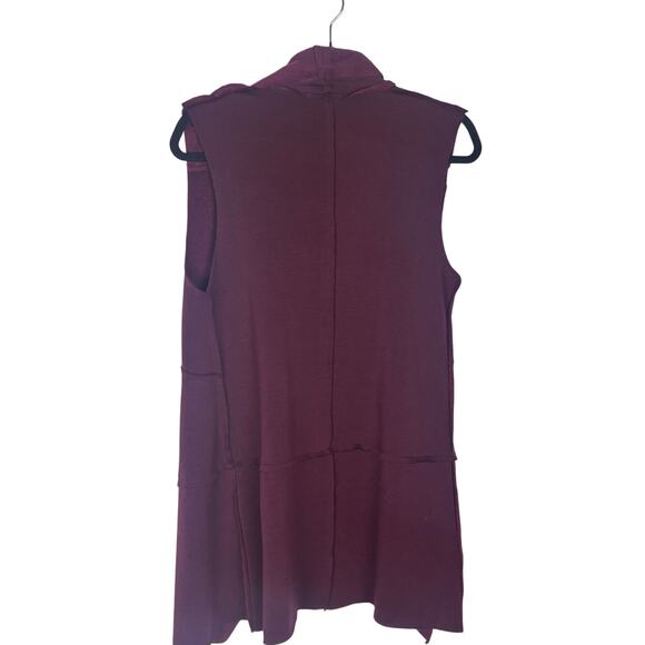 Altard State Fleece Vest Women’s M | Open Front Burgundy Drape Pockets Cozy - Picture 4 of 6